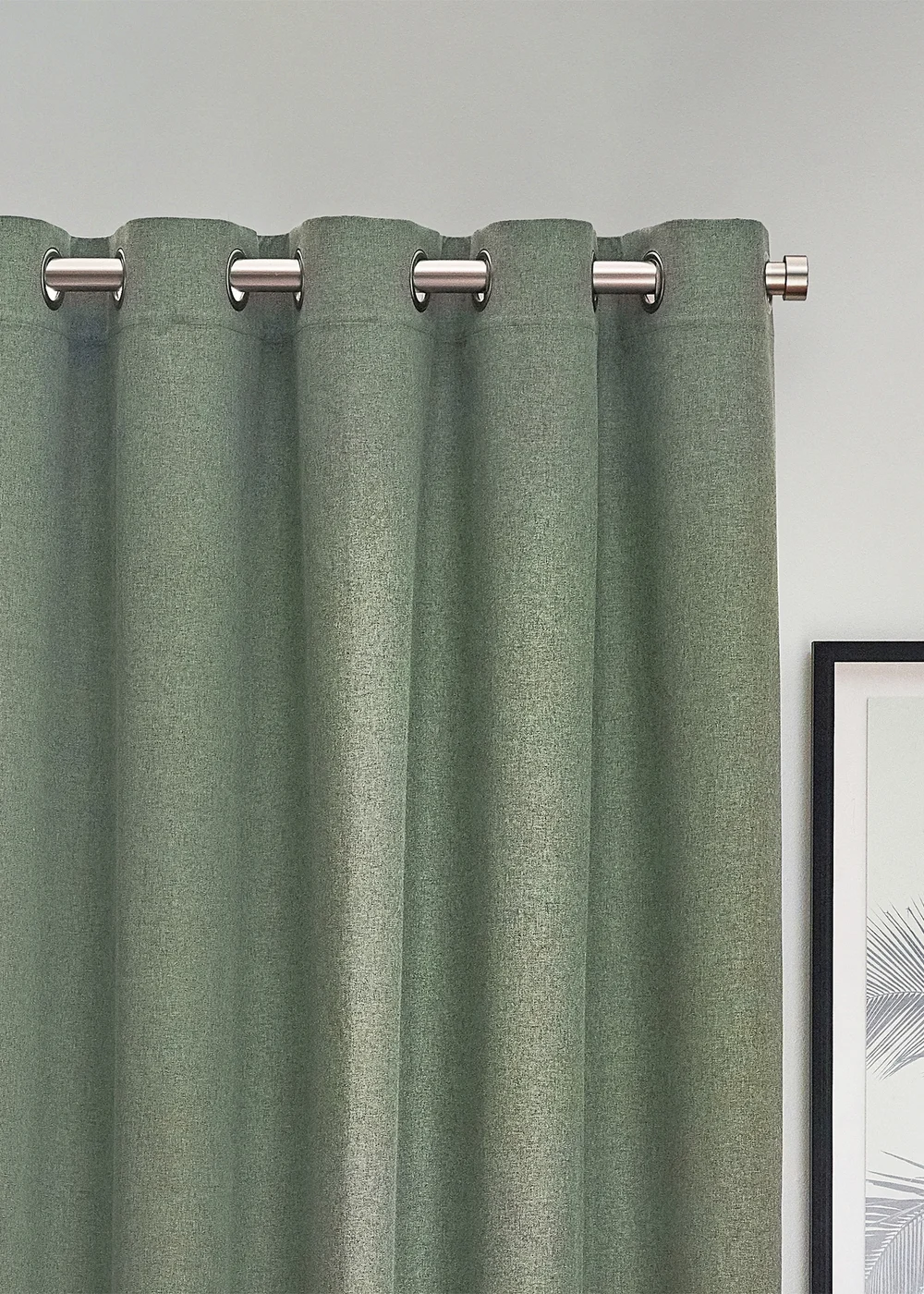 furn. Dawn 100% Blackout Thermal Eyelet Curtains Eucalyptus - ZAC Image 2