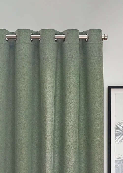 furn. Dawn 100% Blackout Thermal Eyelet Curtains Eucalyptus - ZAC Image 2
