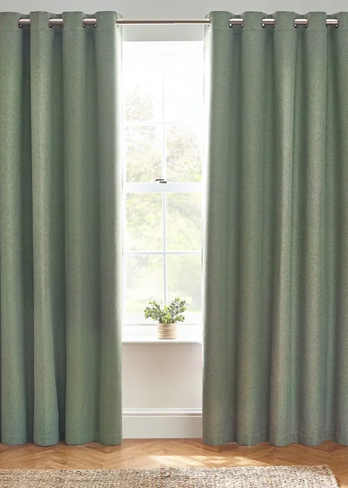 furn. Dawn 100% Blackout Thermal Eyelet Curtains Eucalyptus - ZAC Image 4
