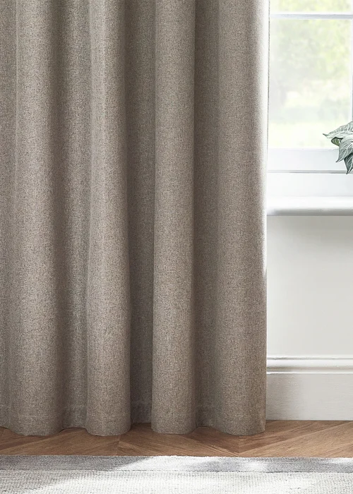 furn. Dawn 100% Blackout Thermal Eyelet Curtains Grey - 46W X 54D (117x137cm) Image 3