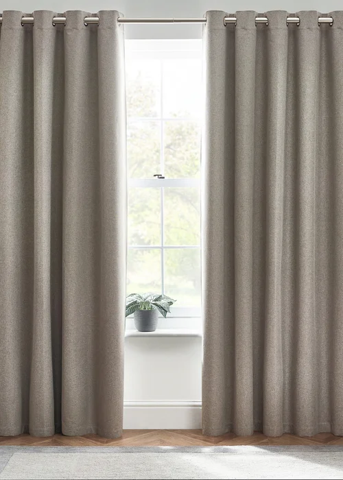 furn. Dawn 100% Blackout Thermal Eyelet Curtains Grey - 46W X 54D (117x137cm) Image 4