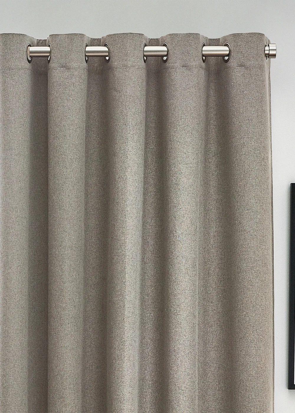 furn. Dawn 100% Blackout Thermal Eyelet Curtains Grey - 46W X 54D (117x137cm) Image 2