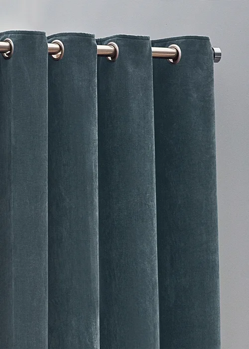 Yard Heavy Chenille Velvet Eyelet Curtains Marine - ZAC Image 3