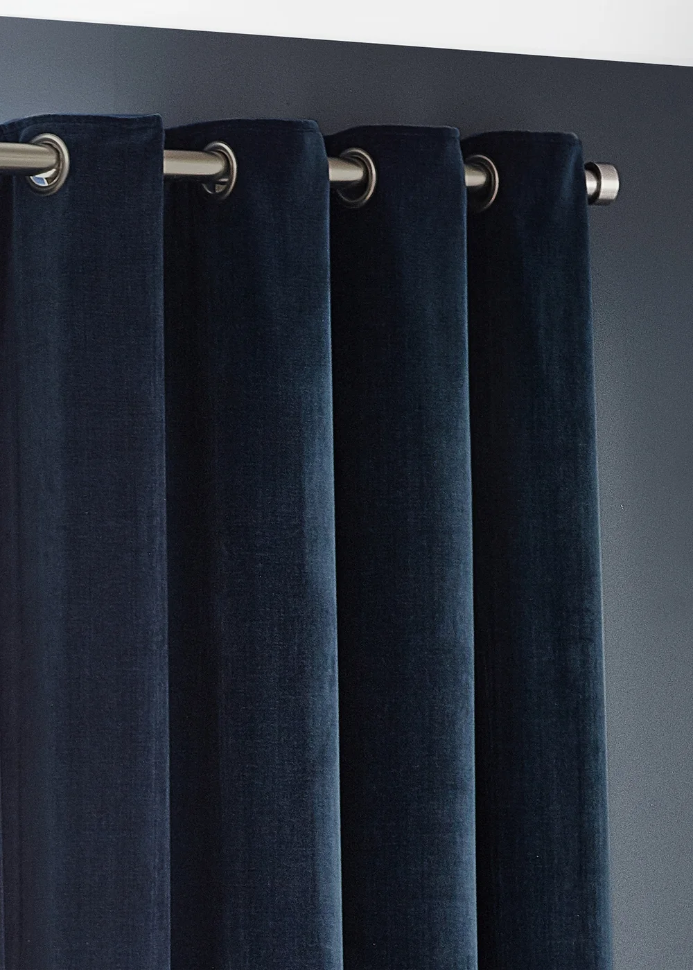 Yard Heavy Chenille Velvet Eyelet Curtains Navy - ZAC Image 3