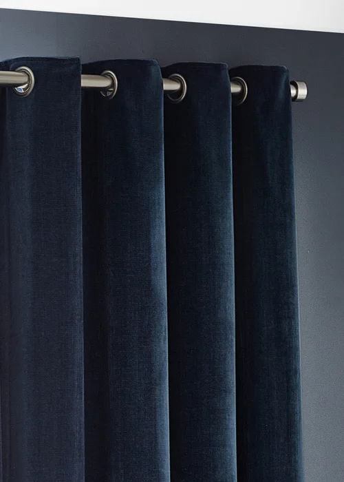 Yard Heavy Chenille Velvet Eyelet Curtains Navy - ZAC Image 3