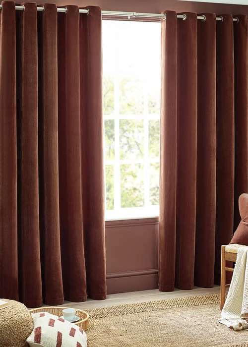 Yard Heavy Chenille Velvet Eyelet Curtains - 46W X 54D (117x137cm) Image 2