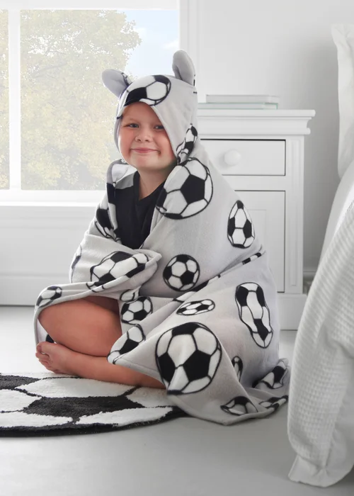 Catherine Lansfield Cosy Football Fleece Hooded Blanket - One Size Image 5