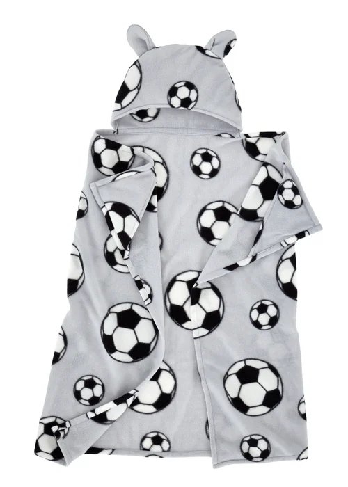 Catherine Lansfield Cosy Football Fleece Hooded Blanket - One Size Image 1