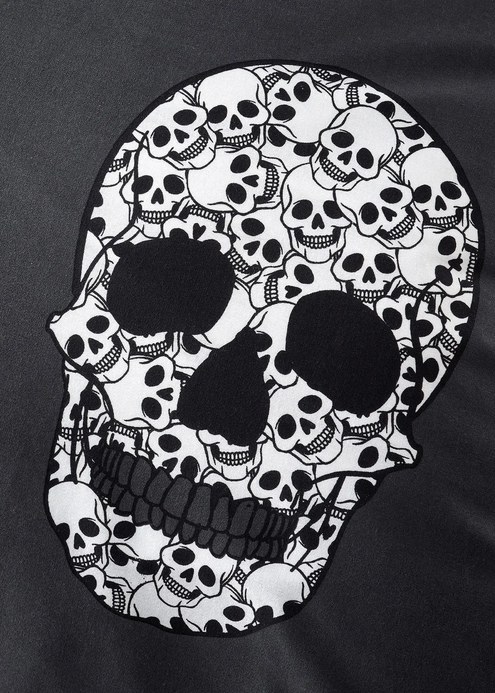 Catherine Lansfield Skulls Fully Reversible Eyelet Curtains Grey - 66W X 72D (168x183cm) Image 4