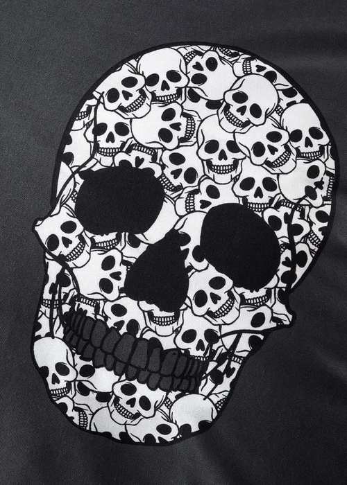 Catherine Lansfield Skulls Fully Reversible Eyelet Curtains Grey - 66W X 72D (168x183cm) Image 4