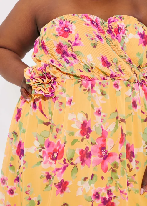 In The Style Yellow Floral Chiffon Bandeau Dress - 10 Image 5