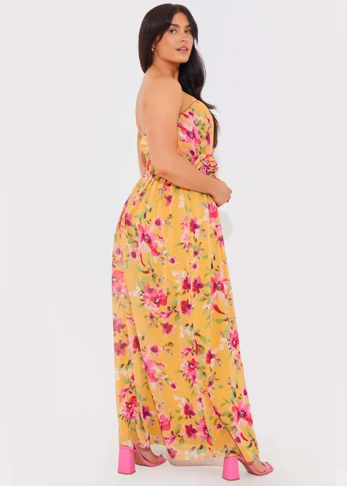 In The Style Yellow Floral Chiffon Bandeau Dress - 10 Image 3