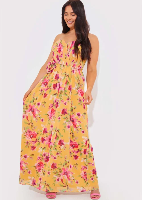 In The Style Yellow Floral Chiffon Bandeau Dress - 10 Image 1