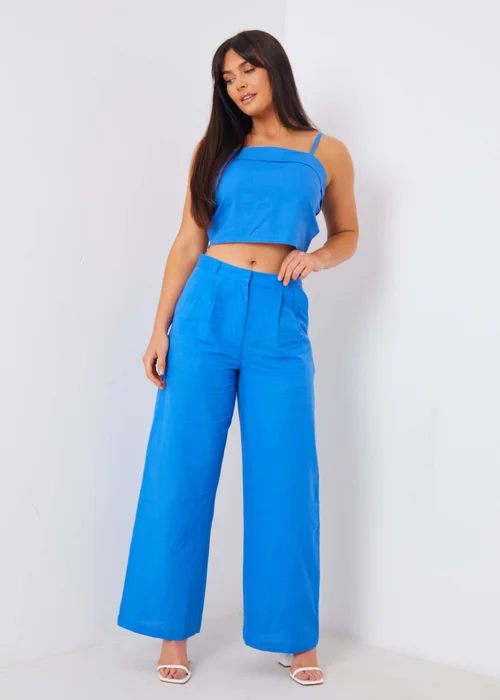 In The Style Blue Tailored Wide Leg Co Ord Trousers - 14 Image 2