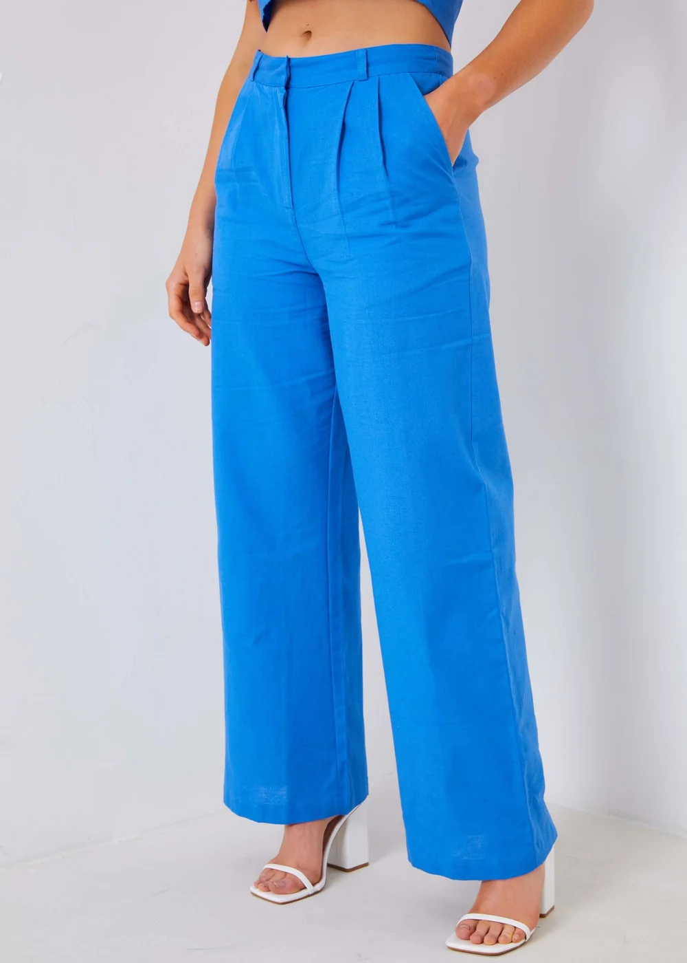 In The Style Blue Tailored Wide Leg Co Ord Trousers - 14 Image 3