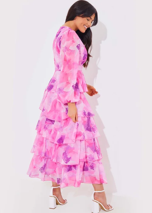 In The Style Jac Jossa Pink Floral Print Frill Maxi Dress - 8 Image 5