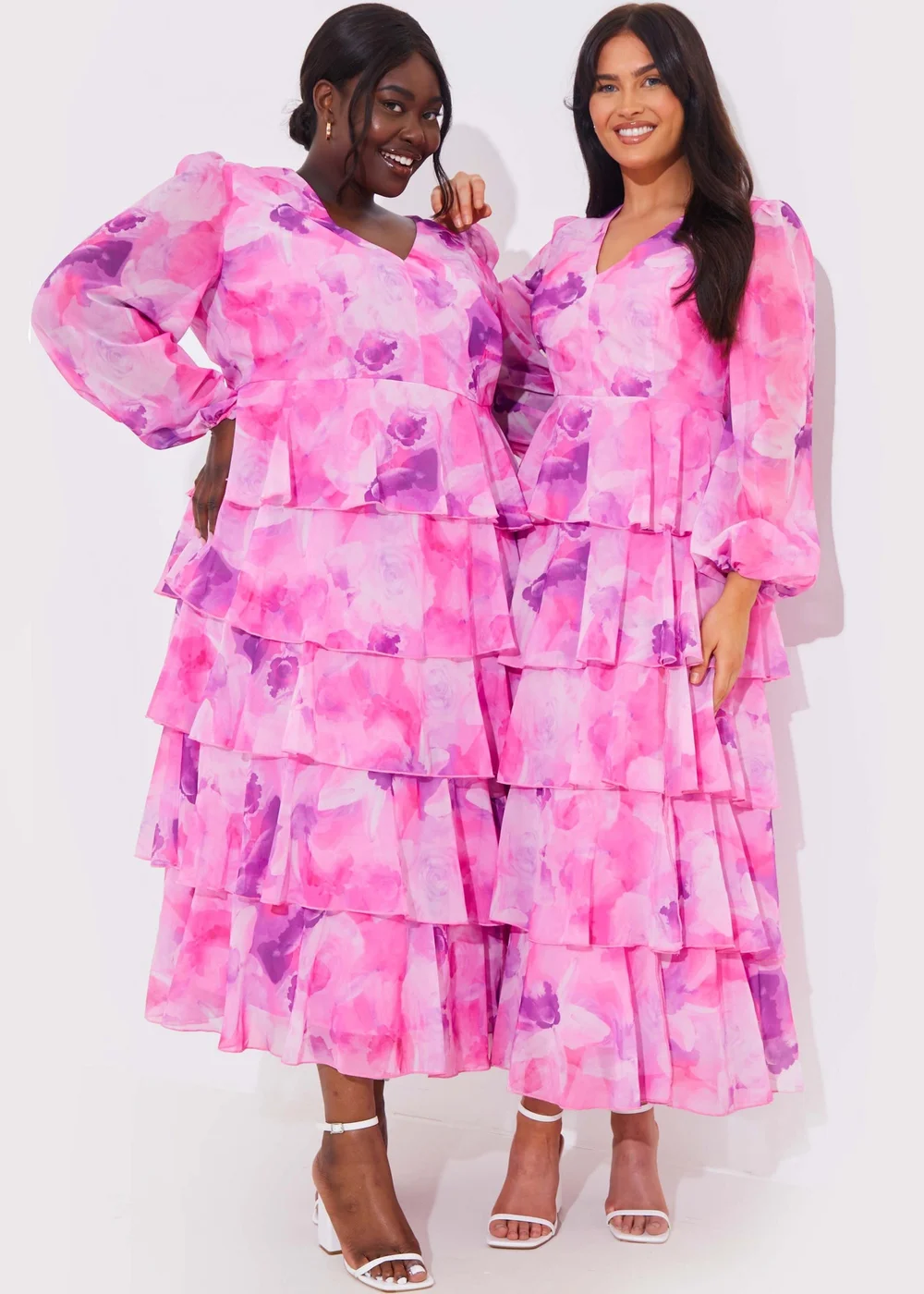 In The Style Jac Jossa Pink Floral Print Frill Maxi Dress - 8 Image 2