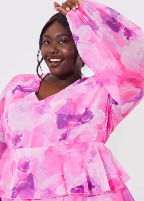 In The Style Jac Jossa Pink Floral Print Frill Maxi Dress - 8 Image 7