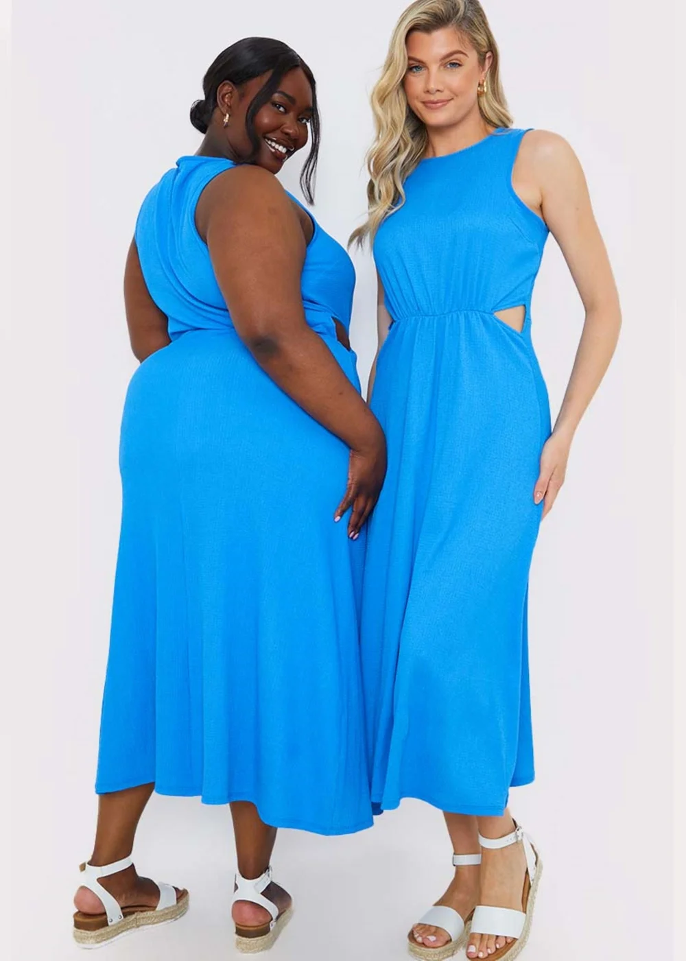 In The Style Blue Textured Cut Out Maxi Dress - 18 Image 1