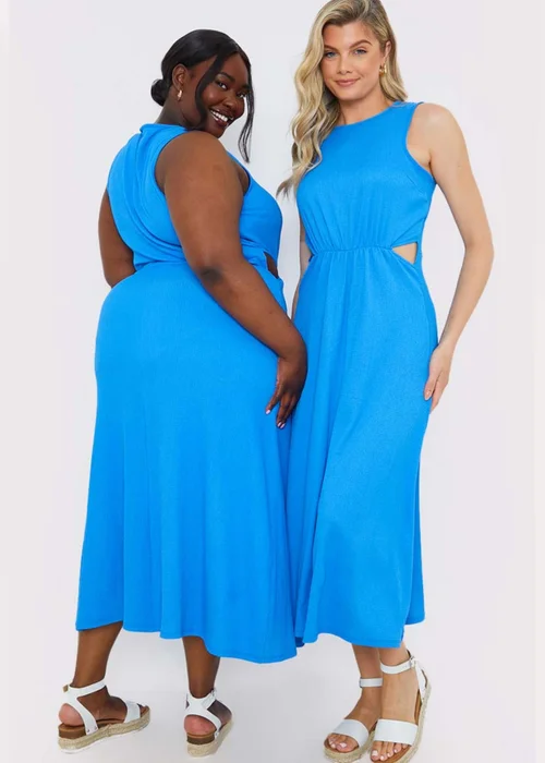 In The Style Blue Textured Cut Out Maxi Dress - 18 Image 1