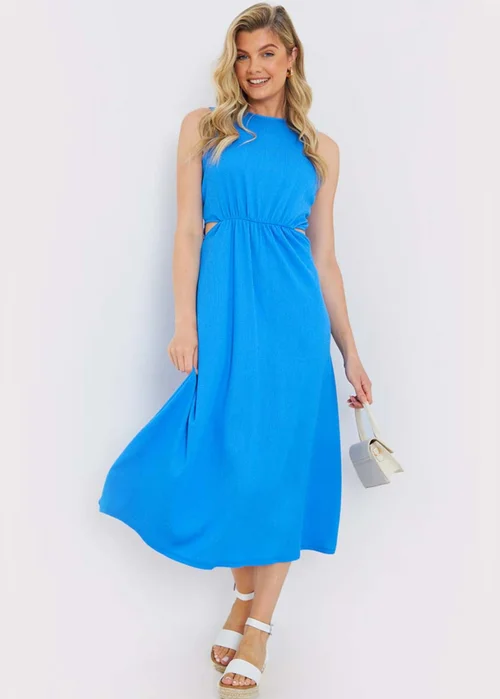 In The Style Blue Textured Cut Out Maxi Dress - 18 Image 2