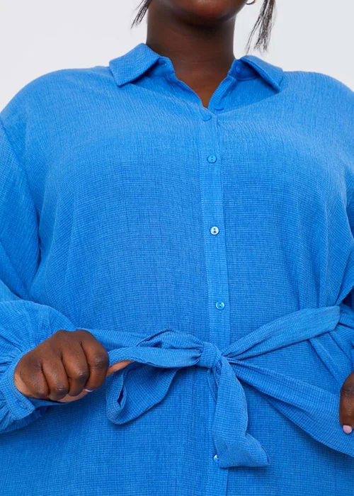 In The Style Blue Textured Shirt Dress - 8 Image 9