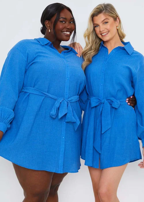 In The Style Blue Textured Shirt Dress - 8 Image 1
