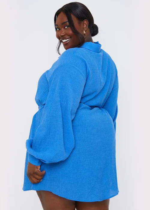 In The Style Blue Textured Shirt Dress - 8 Image 7