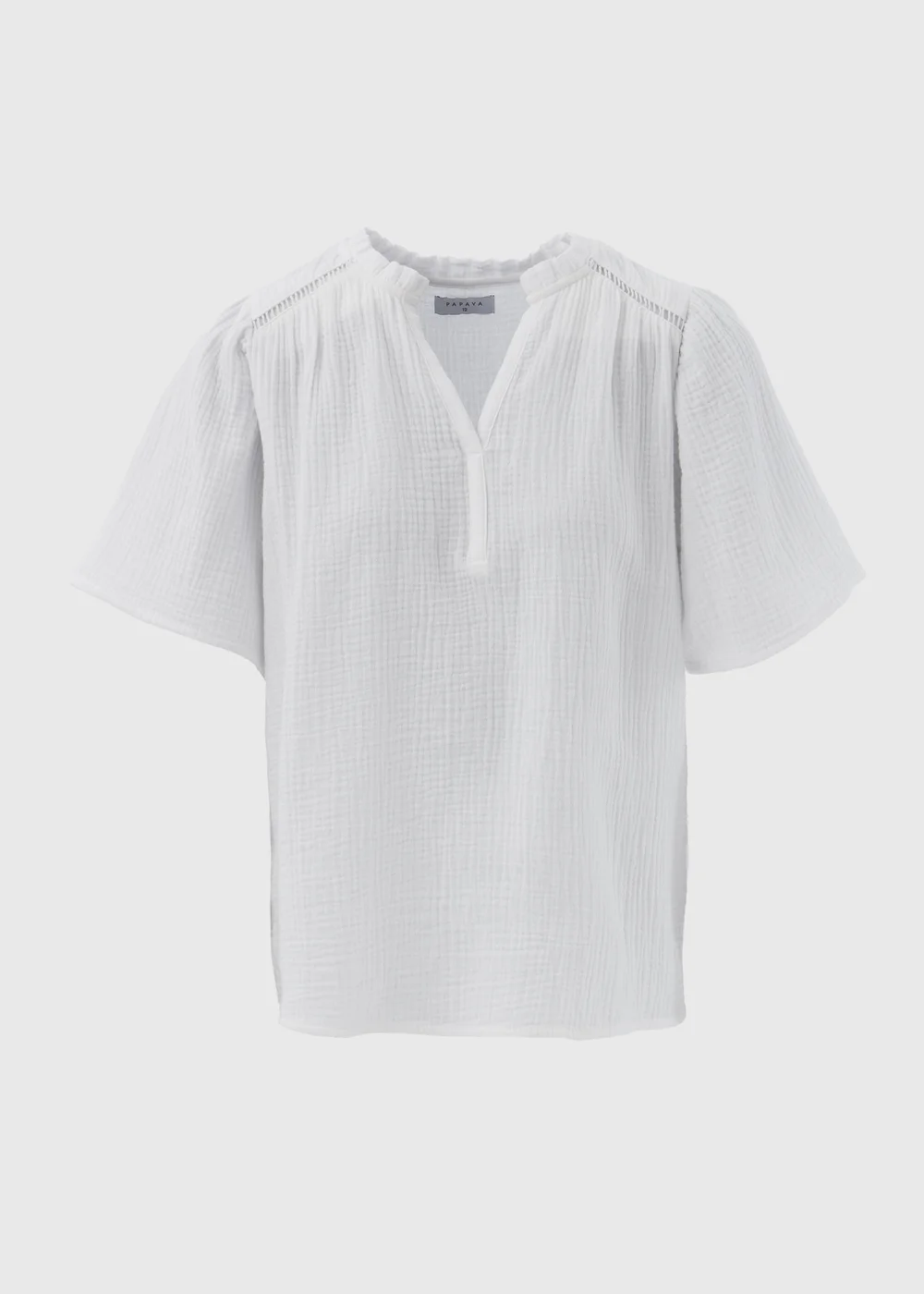 White Dobby V Neck Blouse - 8 Image 5
