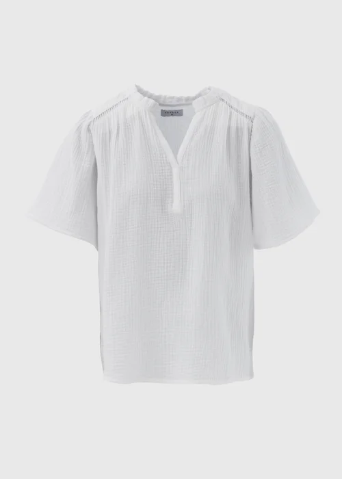 White Dobby V Neck Blouse - 8 Image 5