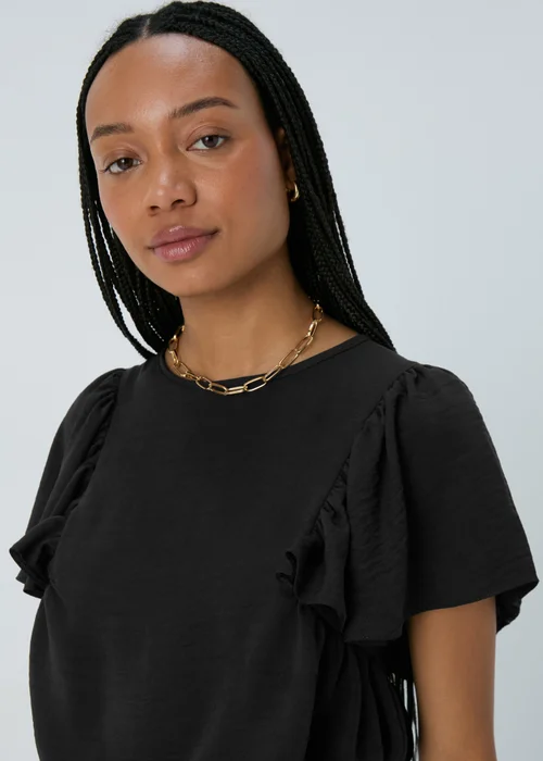 Black Frill Sleeve Top - Size 8 Image 3