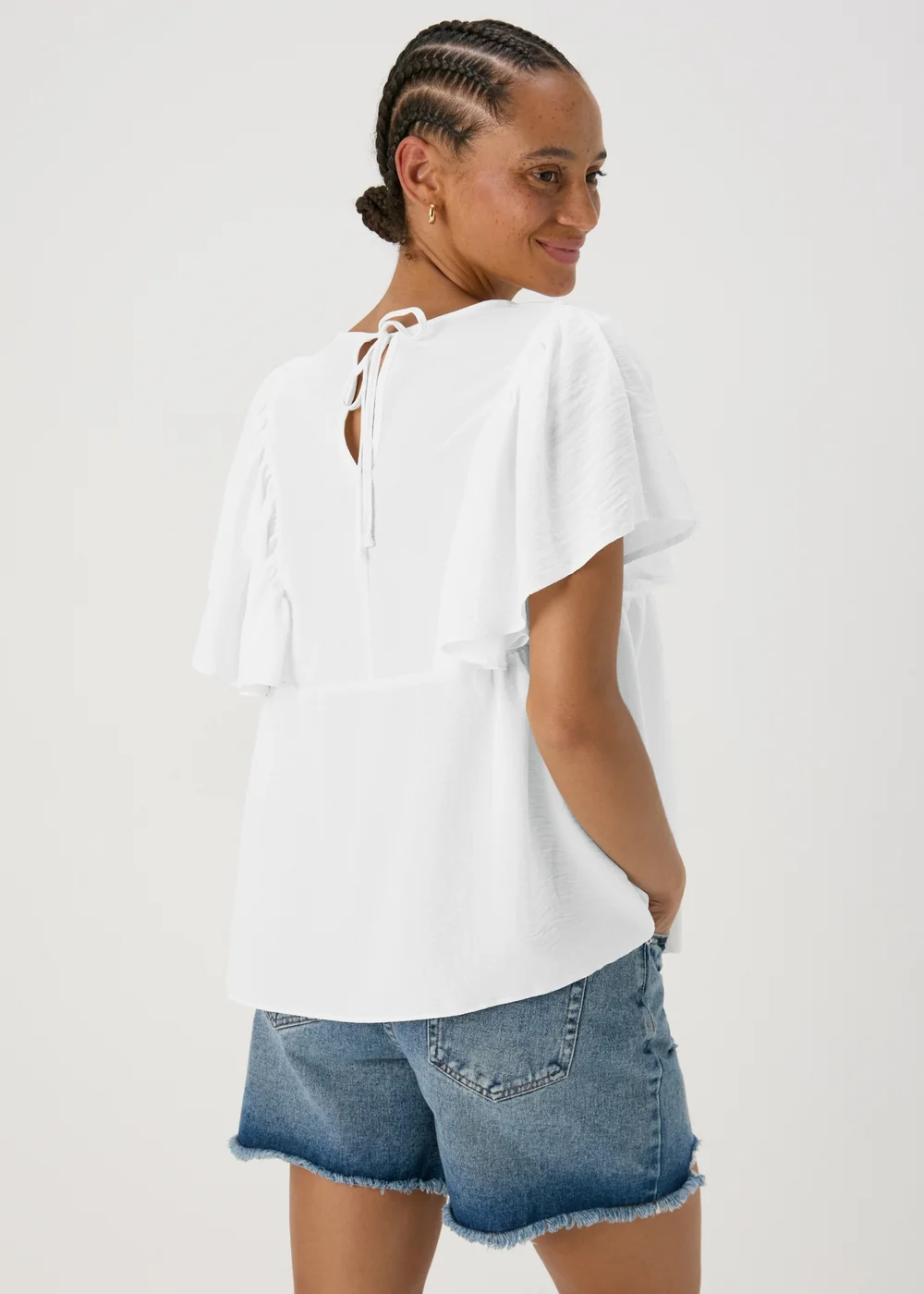 White Frill Sleeve Top - 8 Image 2