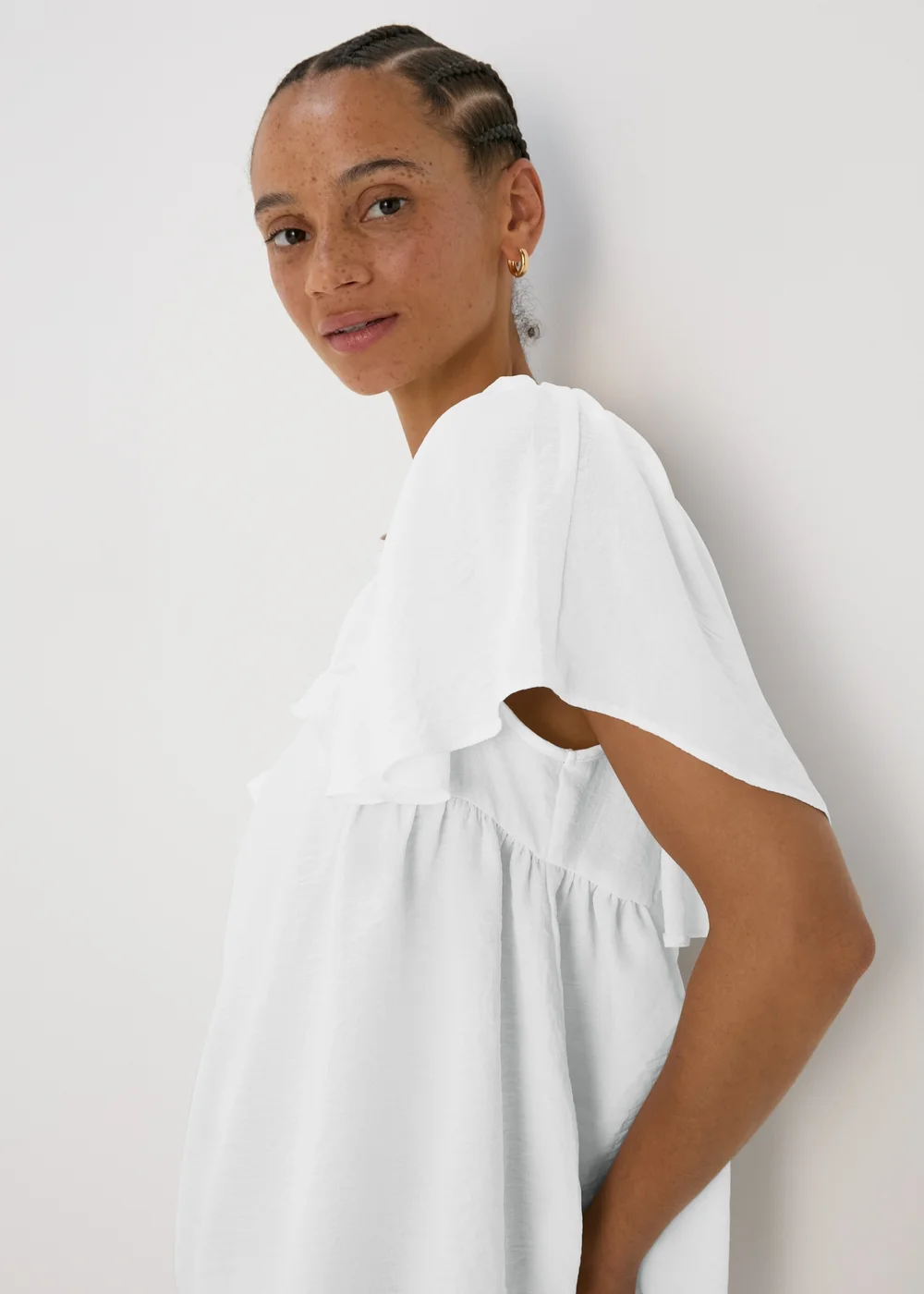 White Frill Sleeve Top - 8 Image 3