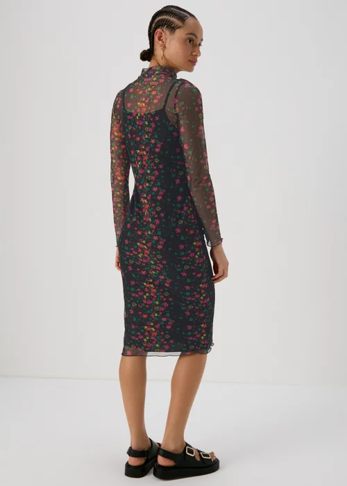Multicolour Floral Midi Mesh Dress - 8 Image 2