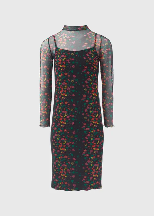 Multicolour Floral Midi Mesh Dress - 8 Image 5