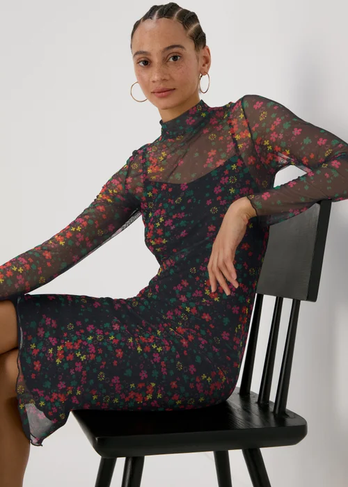 Multicolour Floral Midi Mesh Dress - 8 Image 1