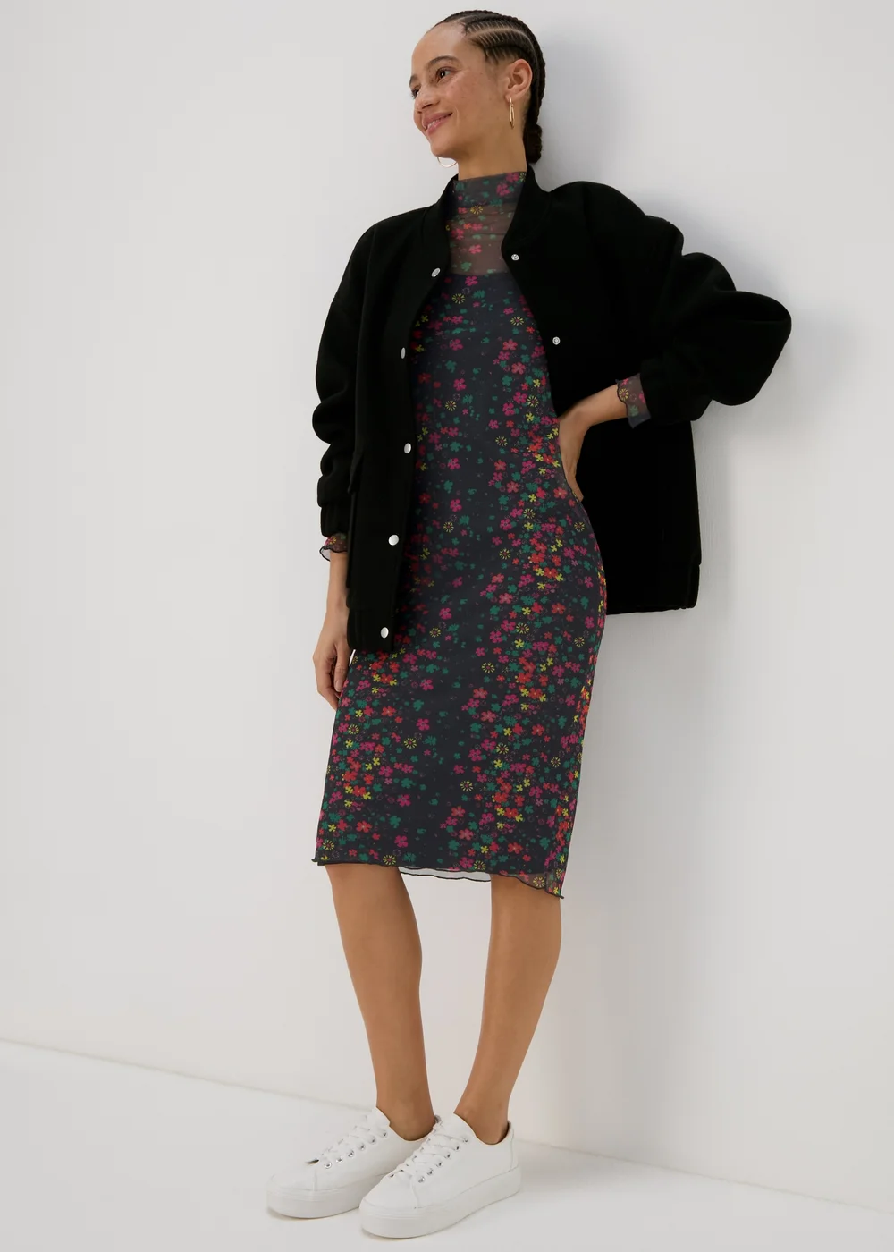 Multicolour Floral Midi Mesh Dress - 8 Image 4