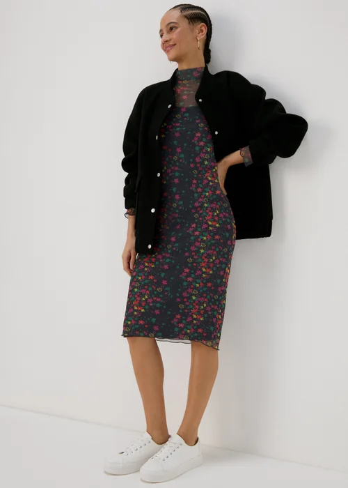 Multicolour Floral Midi Mesh Dress - 8 Image 4