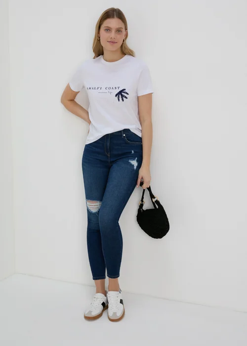 White Amalfi Graphic T-Shirt - Size 8 Image 4