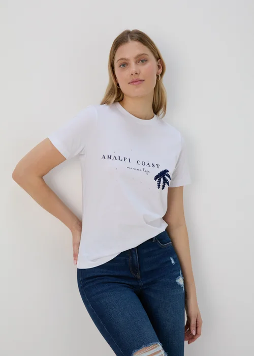 White Amalfi Graphic T-Shirt - Size 8 Image 1
