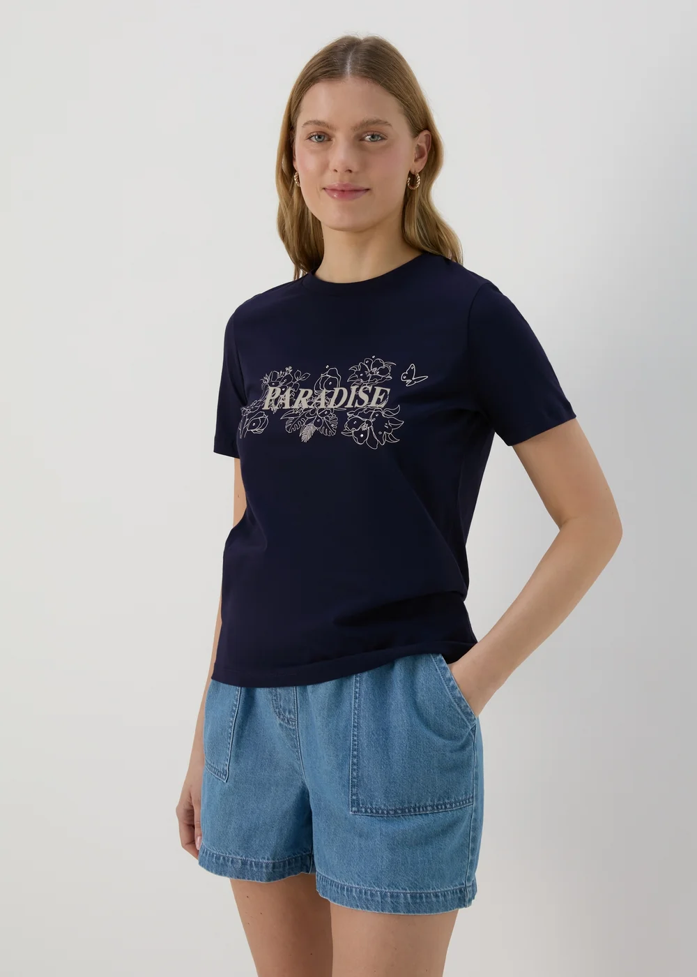 Navy Paradise Graphic T-Shirt - Size 8 Image 1