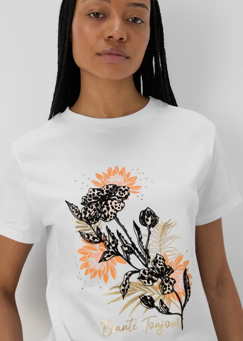White Floral Graphic T-Shirt - 8 Image 3
