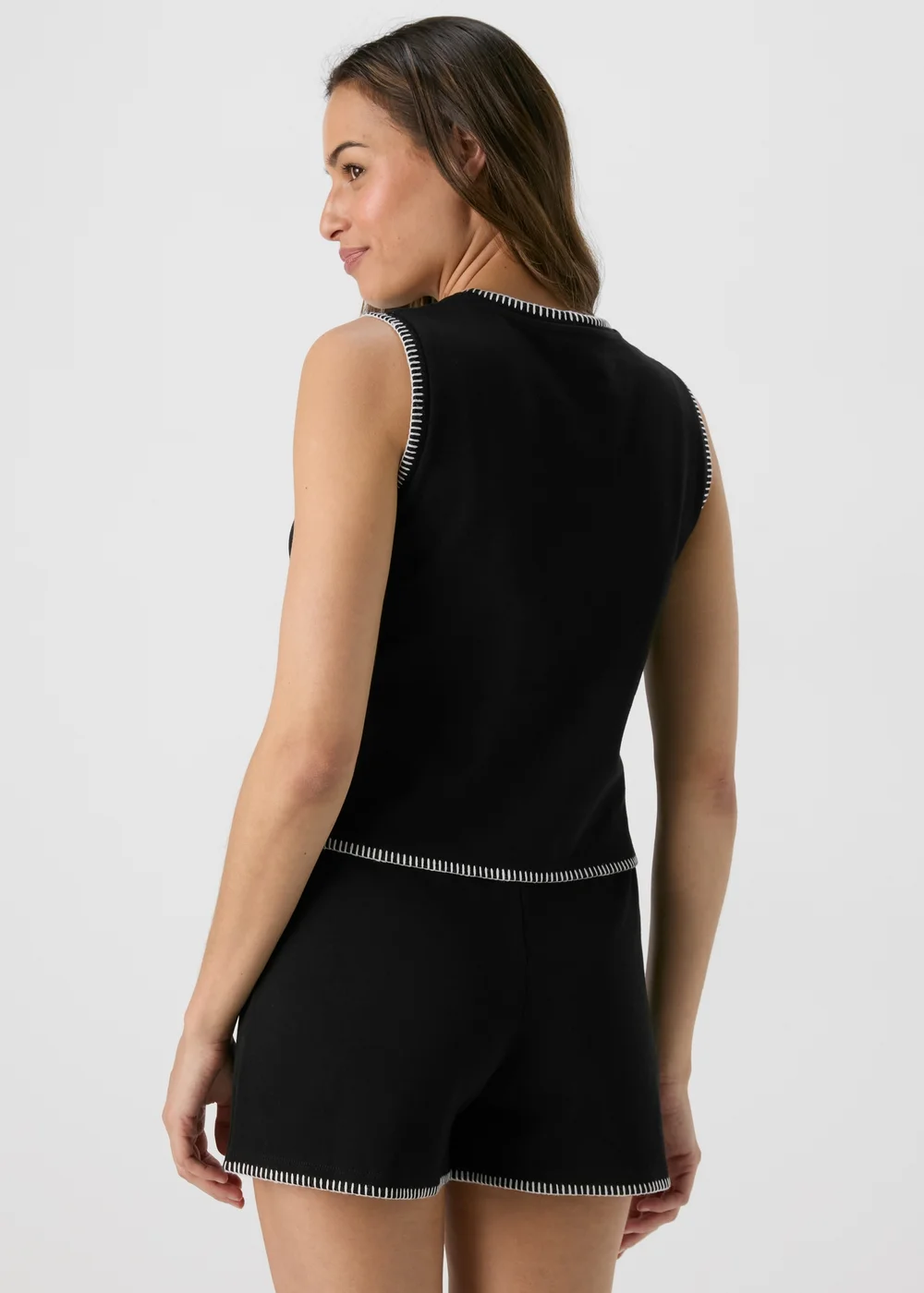 Black Blanket Stitch Co Ord Vest - Size 8 Image 2