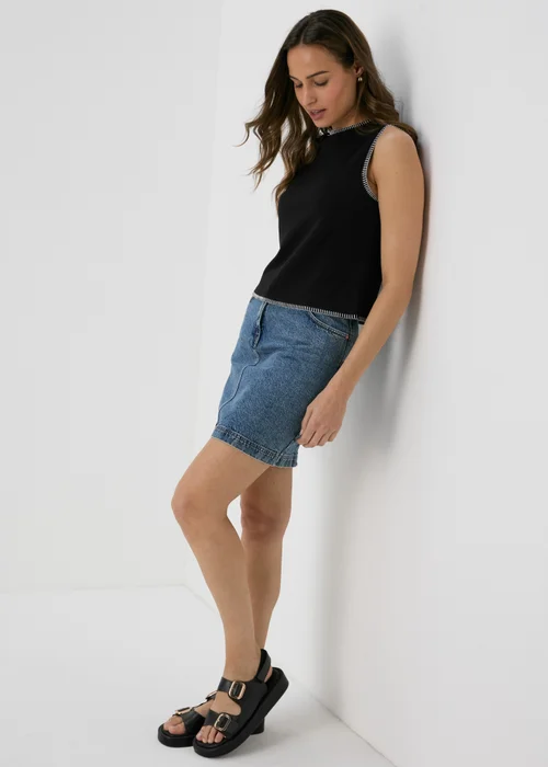 Black Blanket Stitch Co Ord Vest - Size 8 Image 4