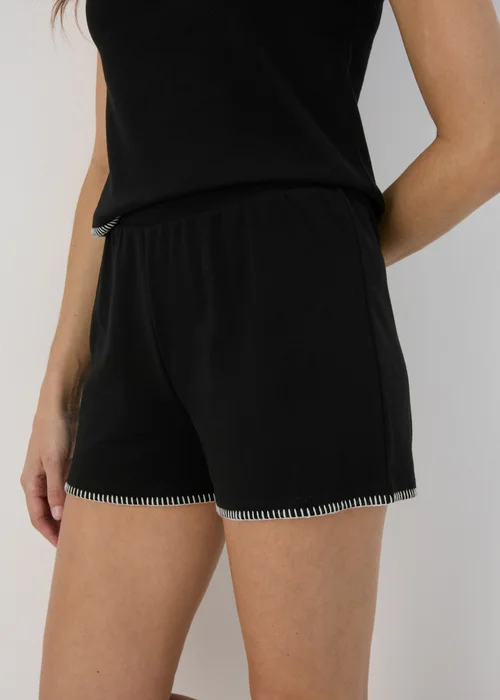 Black Blanket Stitch Co Ord Shorts - 8 Image 2