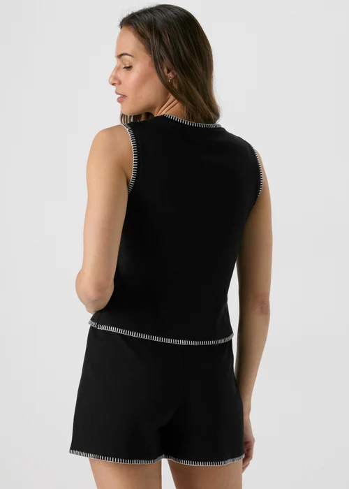 Black Blanket Stitch Co Ord Shorts - 8 Image 3
