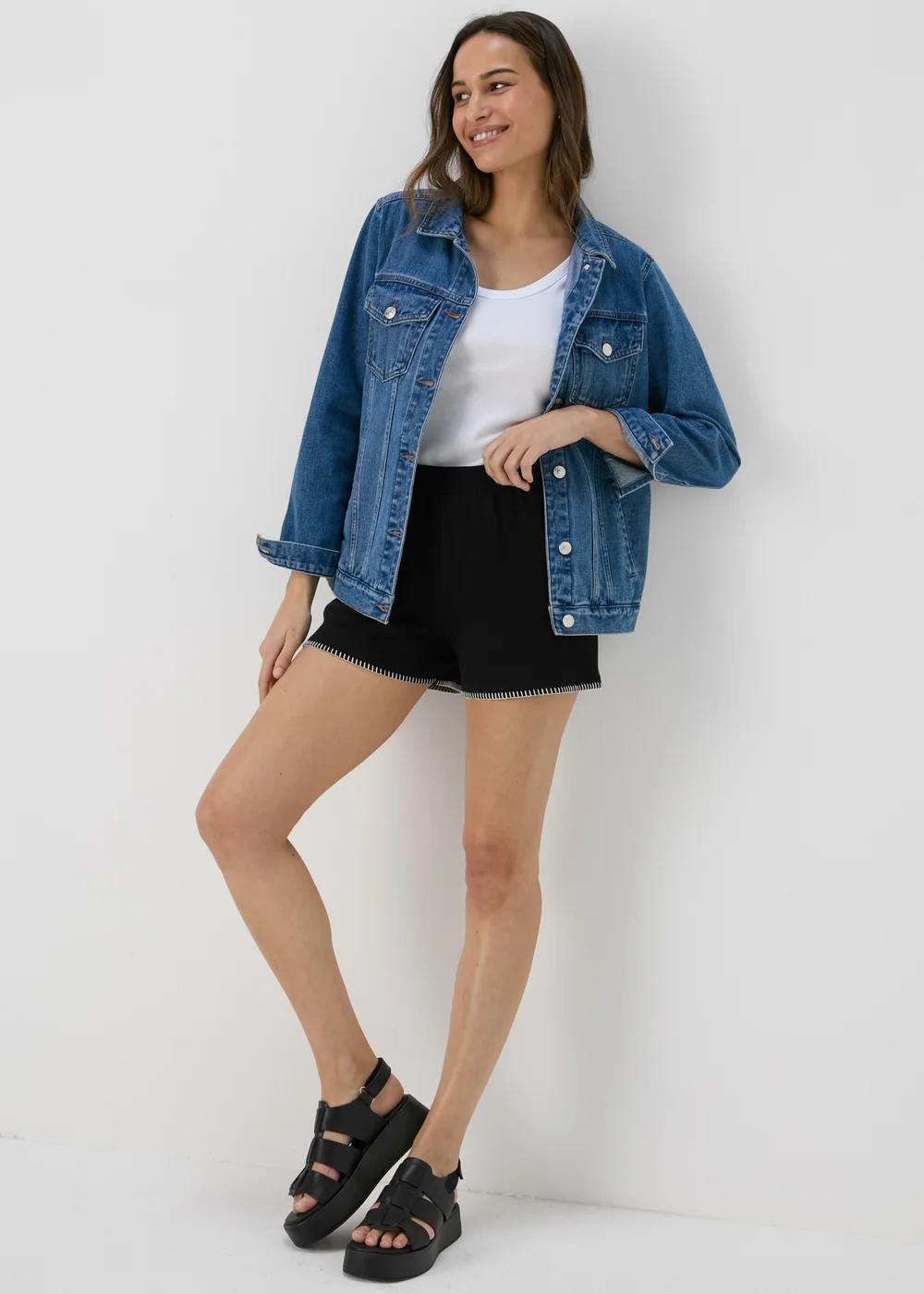 Black Blanket Stitch Co Ord Shorts - 8 Image 1