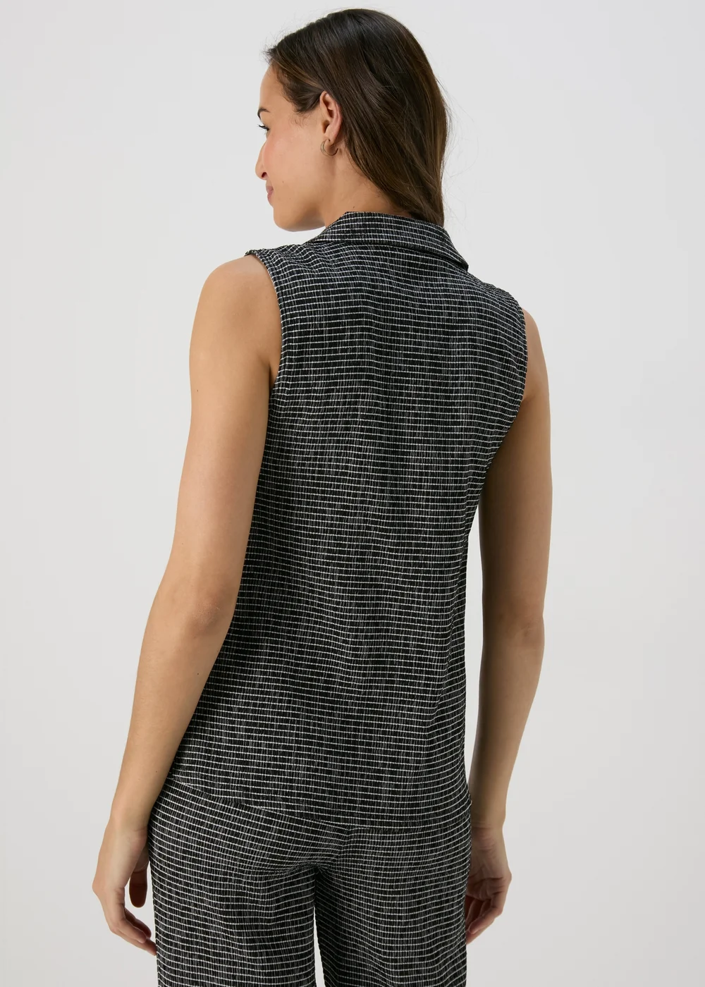 Black Mono Textured Co Ord Waistcoat - Size 8 Image 2