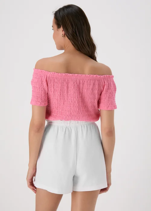 Pink Textured Bardot Top - 8 Image 2