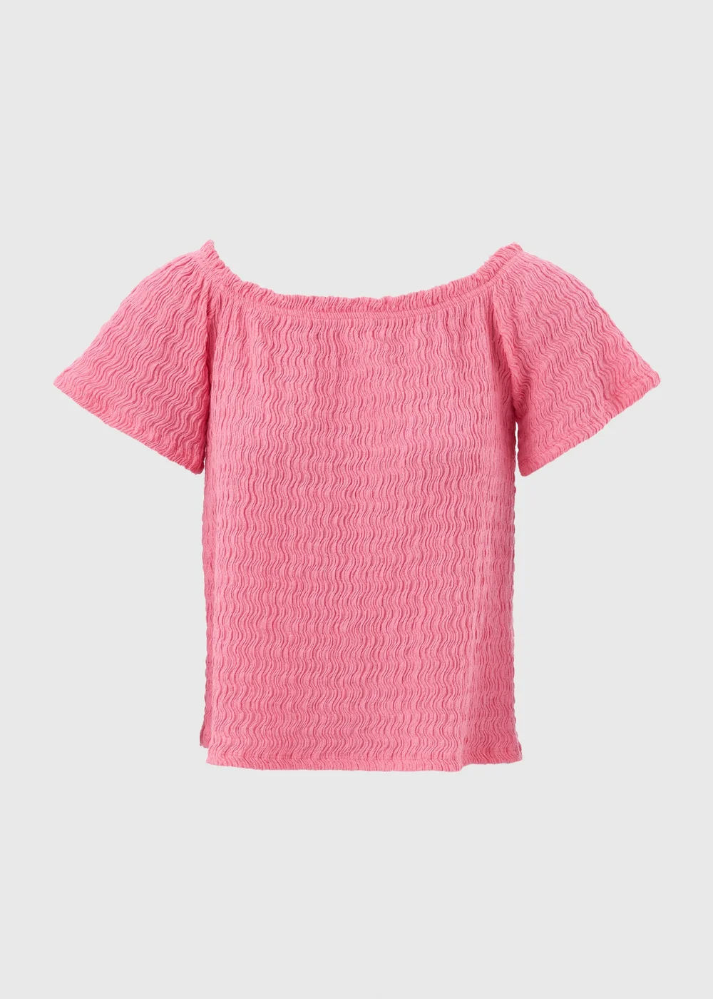 Pink Textured Bardot Top - 8 Image 5